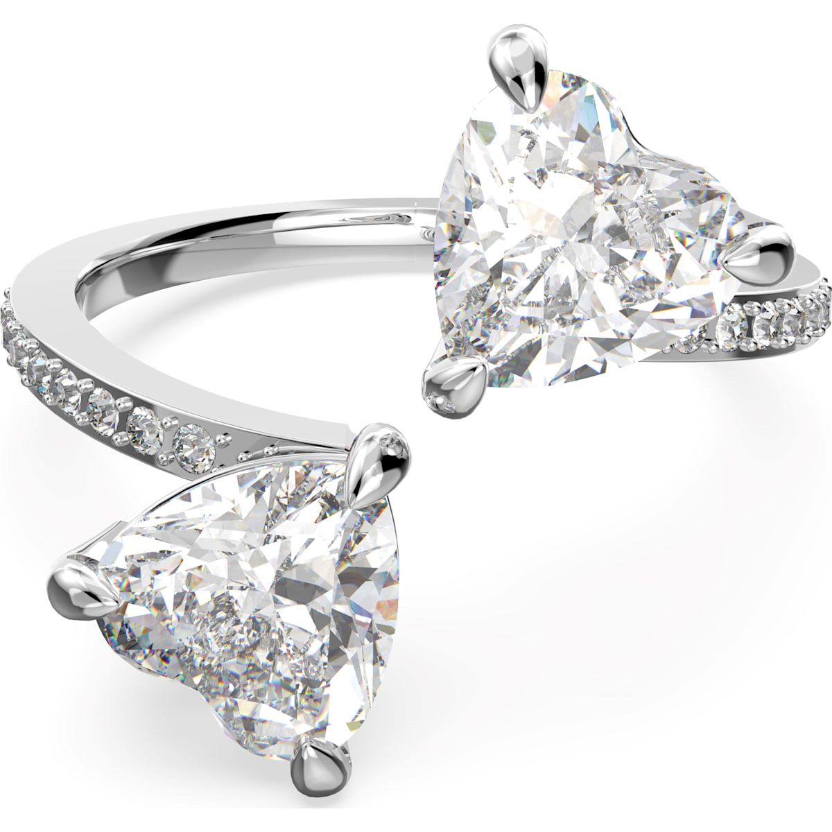 Swarovski Attract Rhodium Plated White Crystal Soul Ring Size 50 - Silver