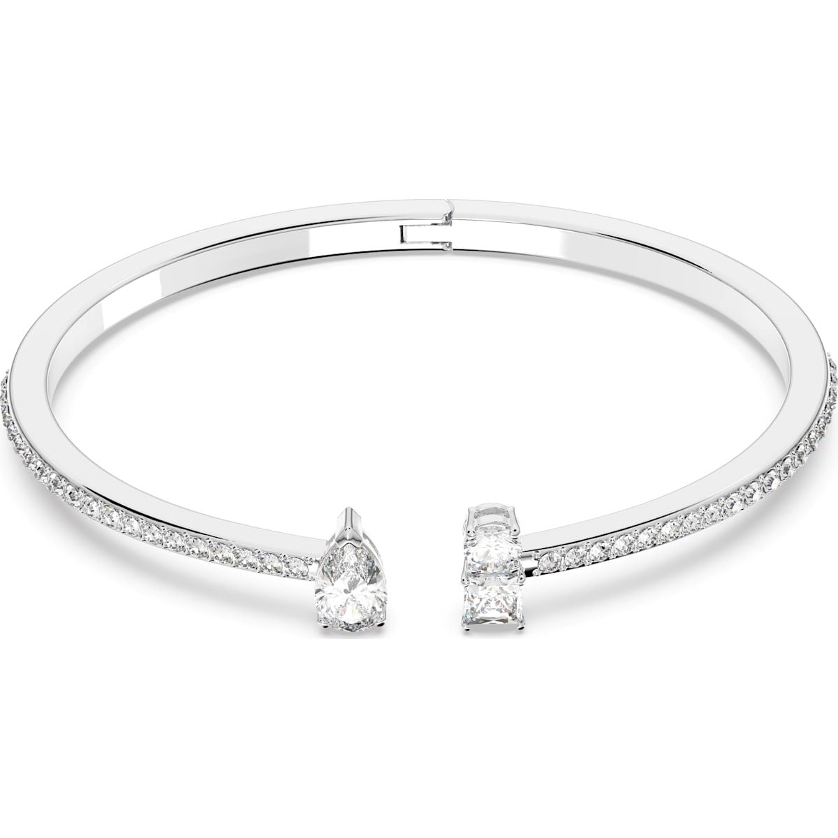 Swarovski Attract Rhodium Plated White Crystal Cuff - Silver