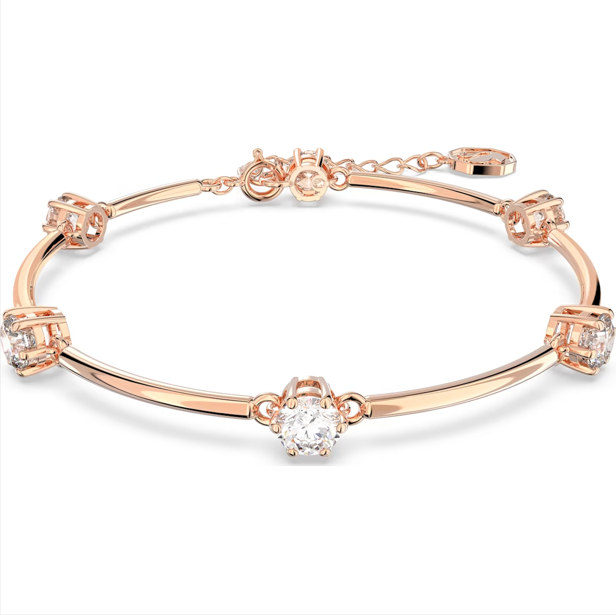 Swarovski Constella Rose Gold Tone Plated White Crystal Bangle - Gold