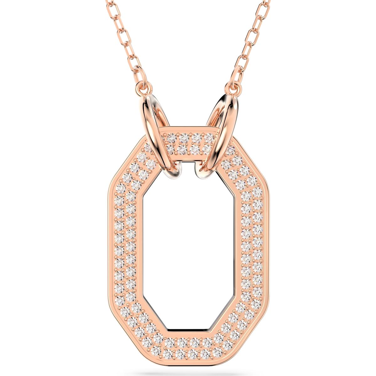 Swarovski Dextera Rose Gold Tone Plated White Crystal Links Pendant - Gold