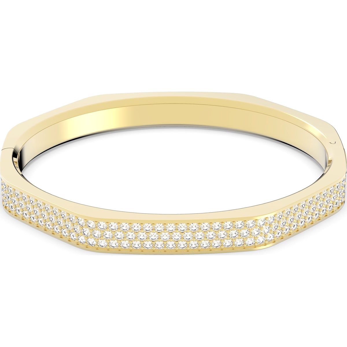 Swarovski Dextera Yellow Gold Tone Plated White Crystal Octagon Bangle - Gold