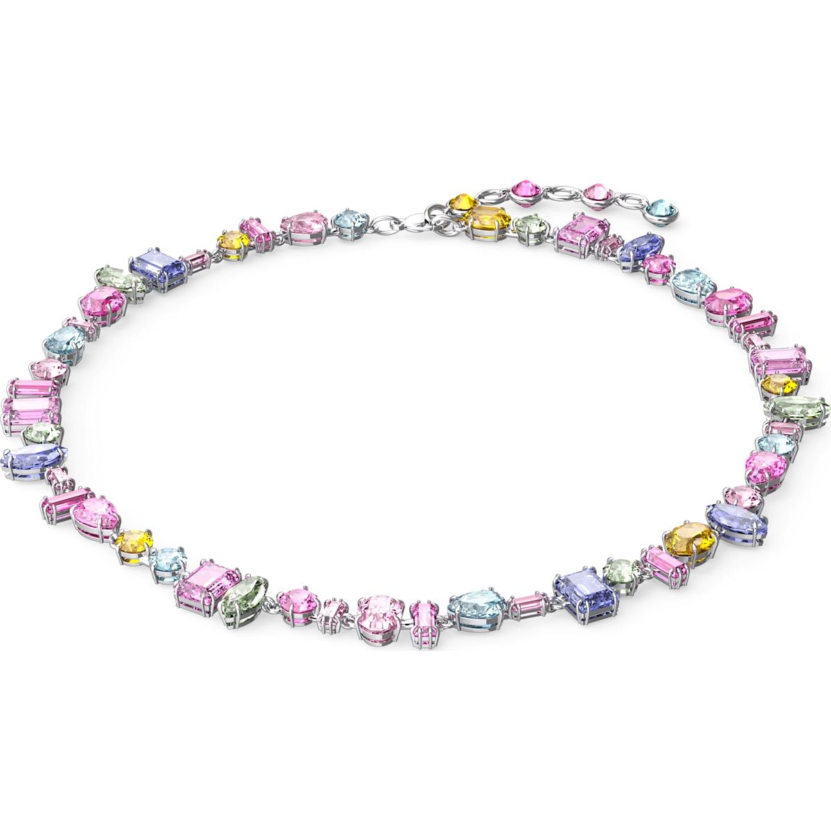 Swarovski Gema Rhodium Plated Multicoloured Crystal Mixed Cut Necklace - Silver