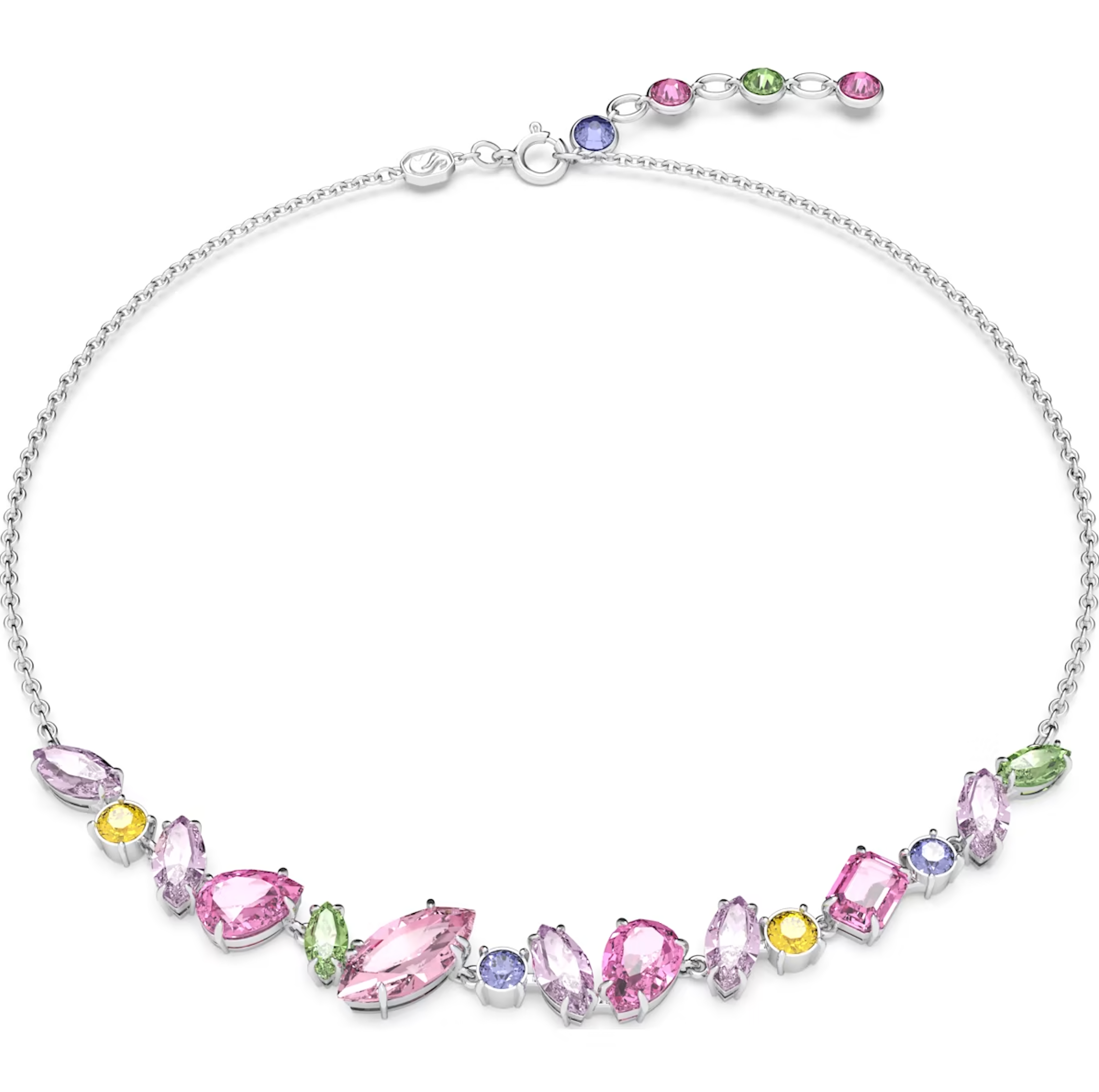 Swarovski Matrix Rhodium Plated Multicoloured Necklace - Silver