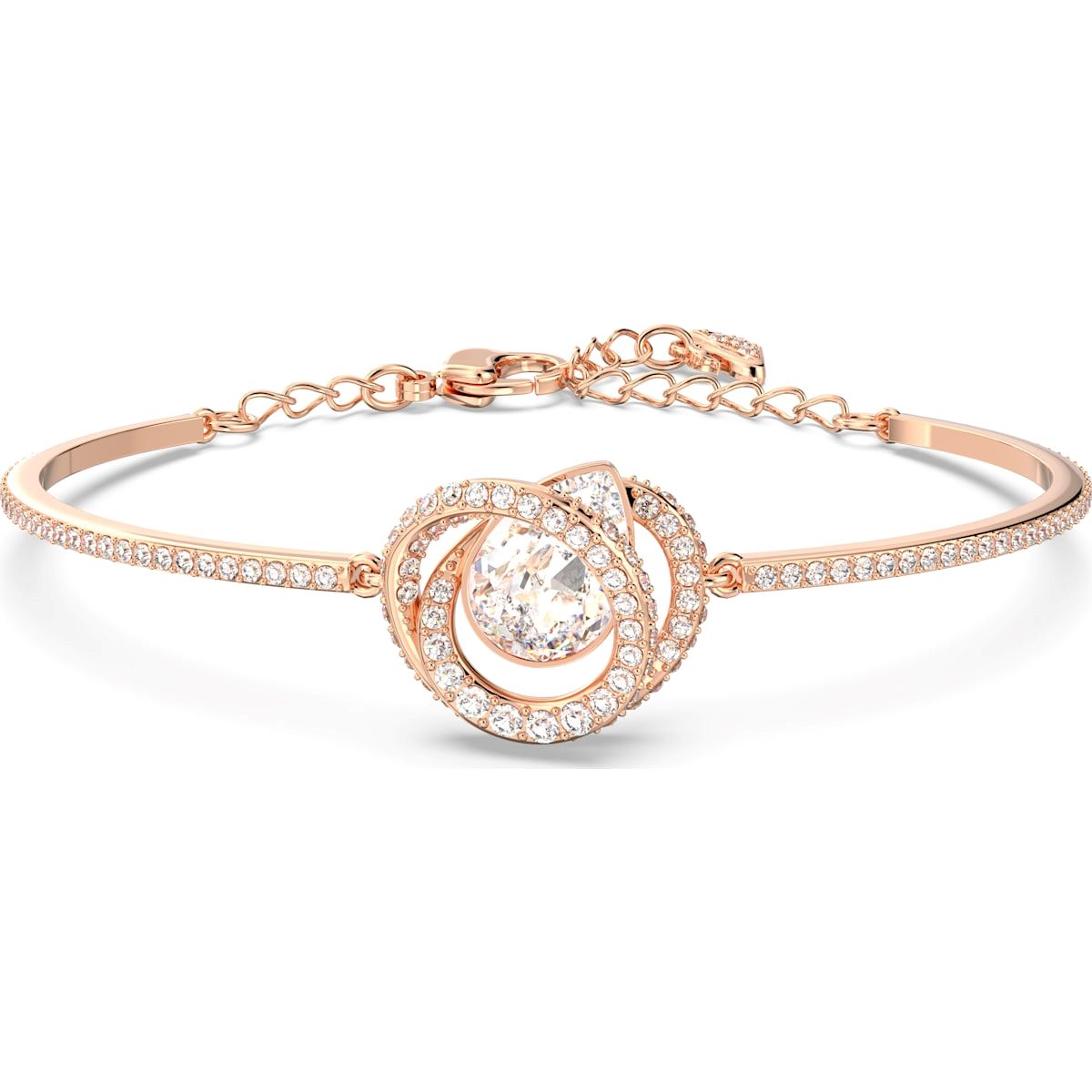 Swarovski Generation Rose Gold Tone Plated White Crystal Spiral Bangle - Gold