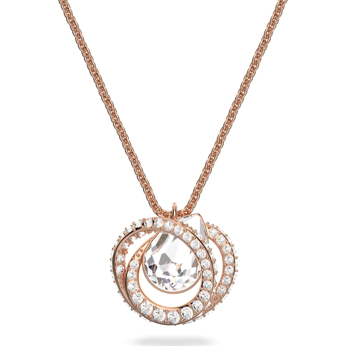 Swarovski Generation Rose Gold Tone Plated White Crystal Spiral Pendant - Gold