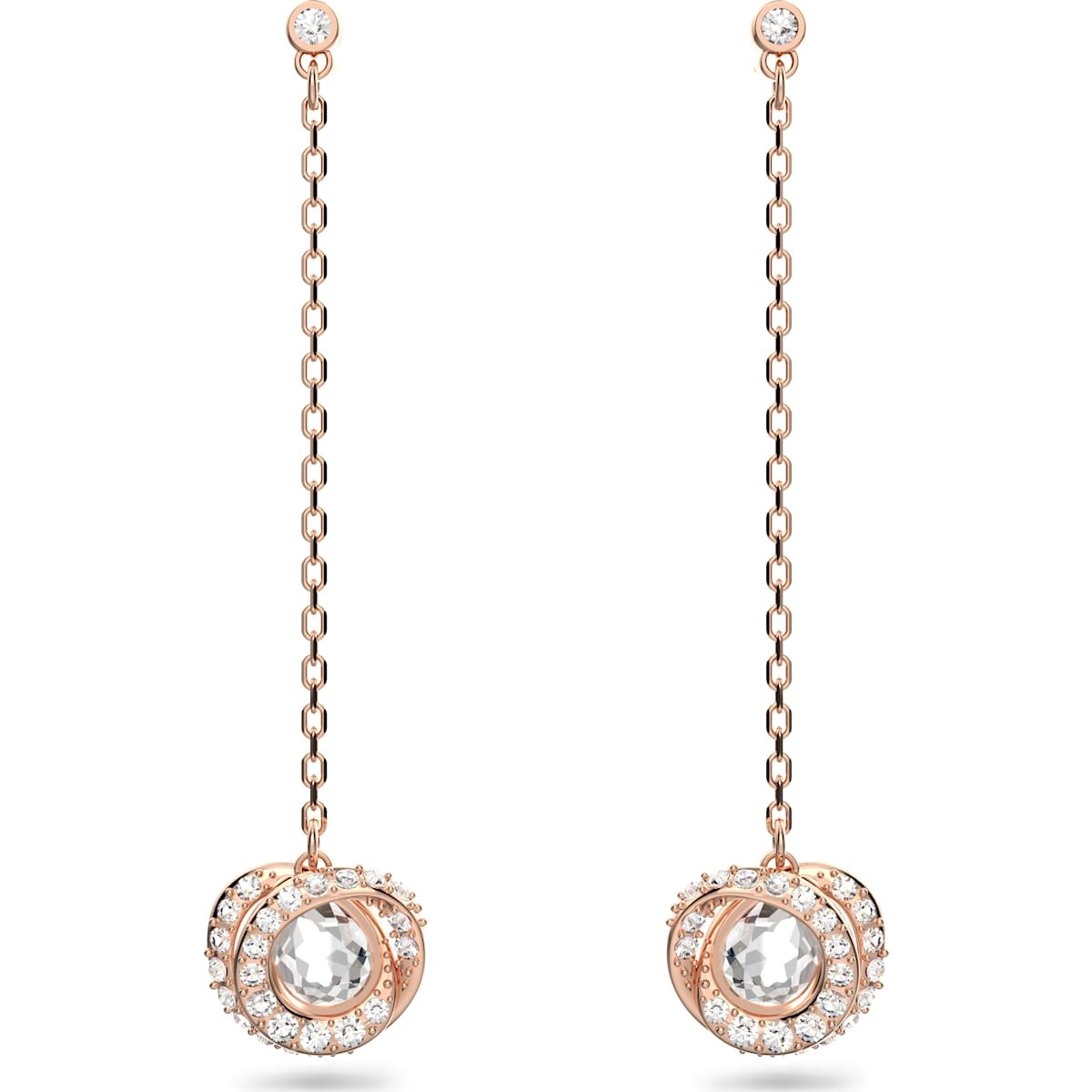 Swarovski Generation Rose Gold Tone Plated White Crystal Spiral Drop Earrings - Gold