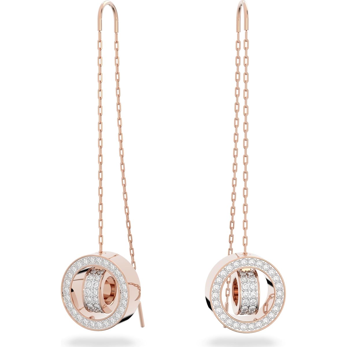 Swarovski Hollow Rose Gold Tone Plated White Crystal drop Earrings - Gold