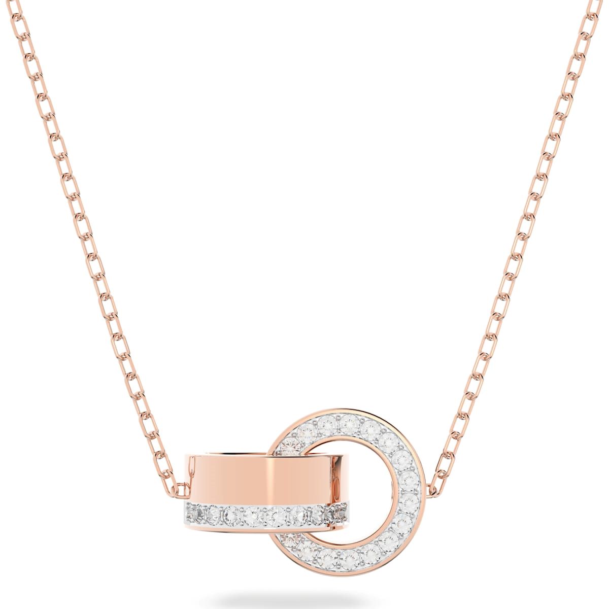 Swarovski Hollow Rose Gold Tone Plated Small White Crystal Intertwined Pendant - Gold