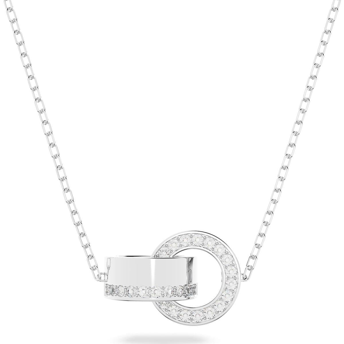 Swarovski Hollow Rhodium Plated Small White Crystal Intertwined Pendant - Silver