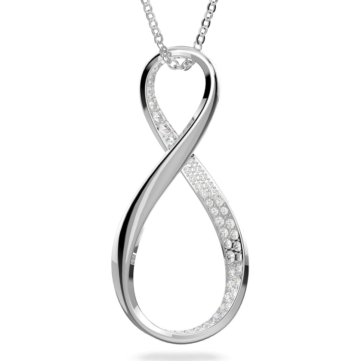 Swarovski Exist Rhodium Plated White Crystal Infinity Pendant - Silver