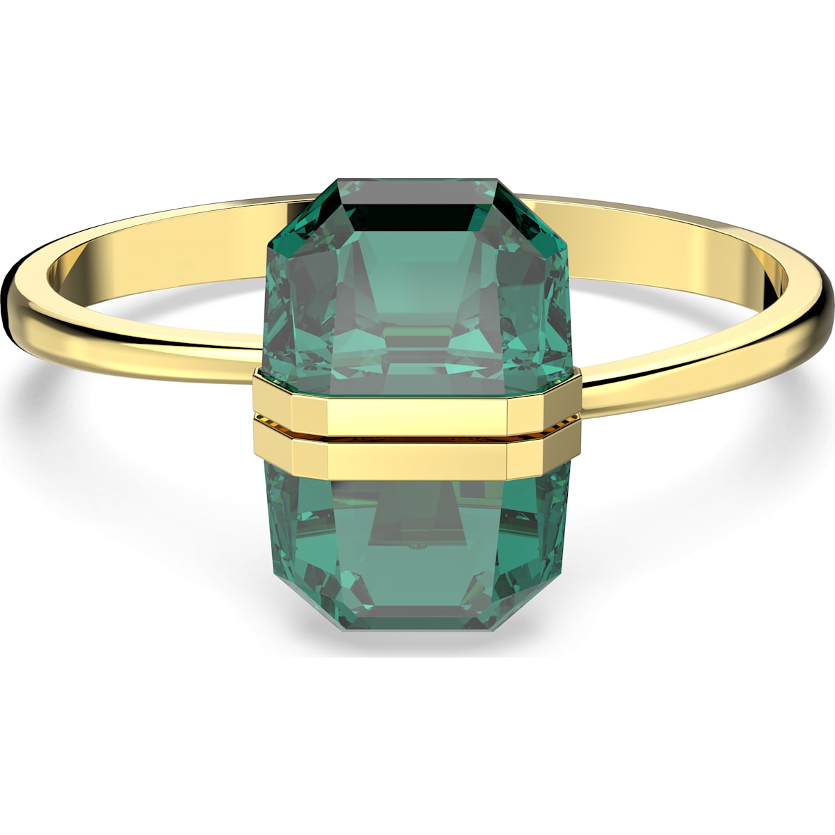 Swarovski Lucent Gold Tone Plated Green Oversized Crystal Magnetic Bangle - Medium