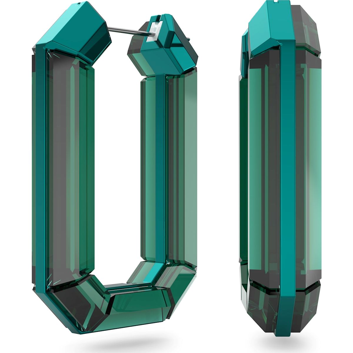 Swarovski Lucent Green Crystal Hoop Earrings - Silver