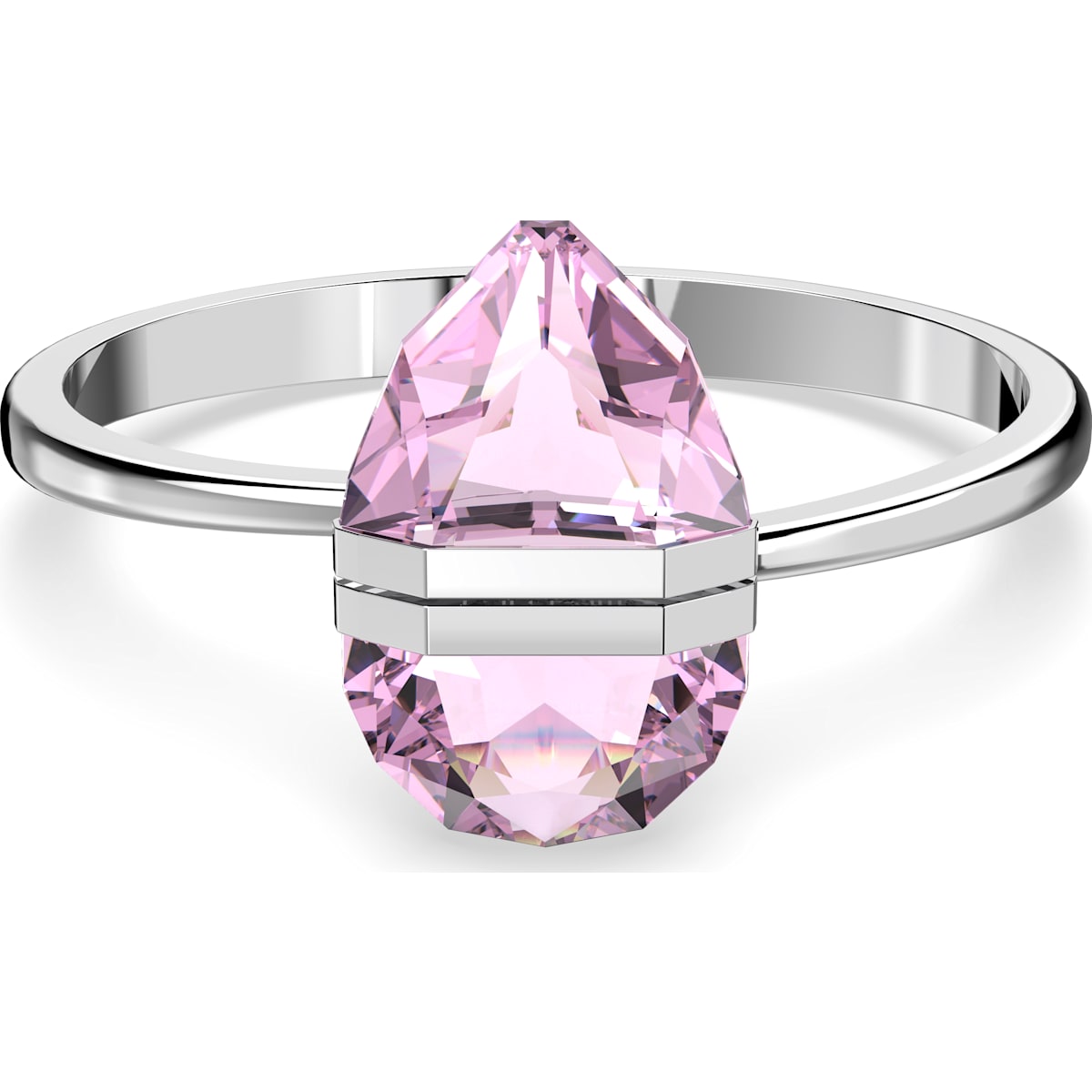 Swarovski Lucent Stainless Steel Pink Oversized Crystal Magnetic Bangle - Medium