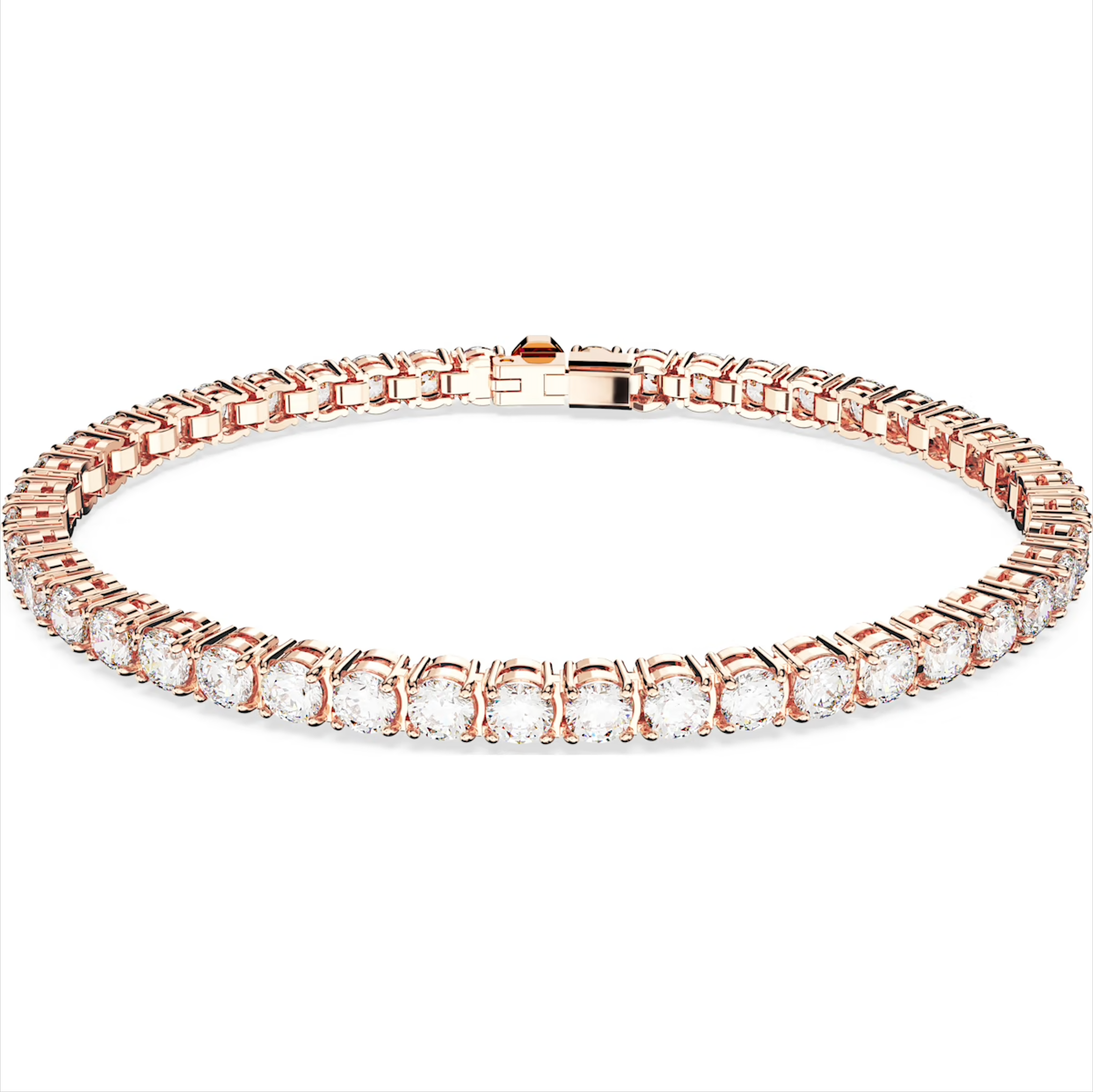 Swarovski Matrix Rose Gold Tone Plated Round White Crystal Tennis Bracelet - Gold