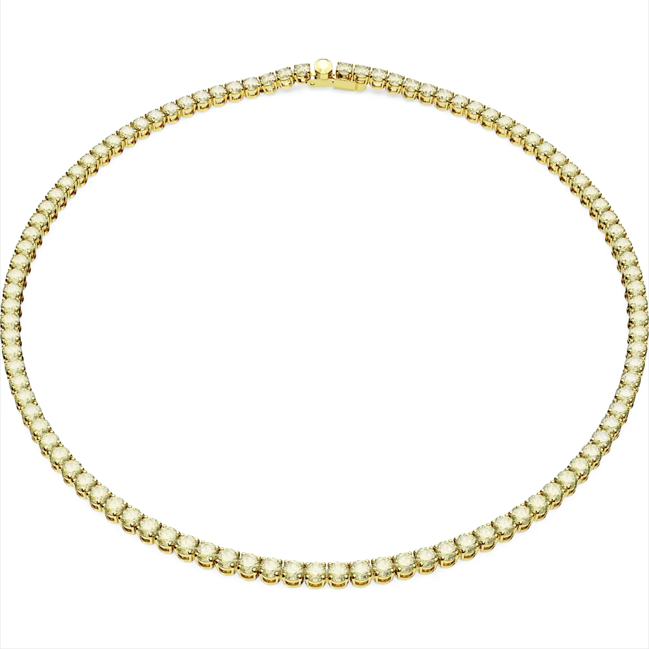 Swarovski Matrix Yellow Gold Tone Plated Round Yellow Crystal Tennis Necklace - Gold