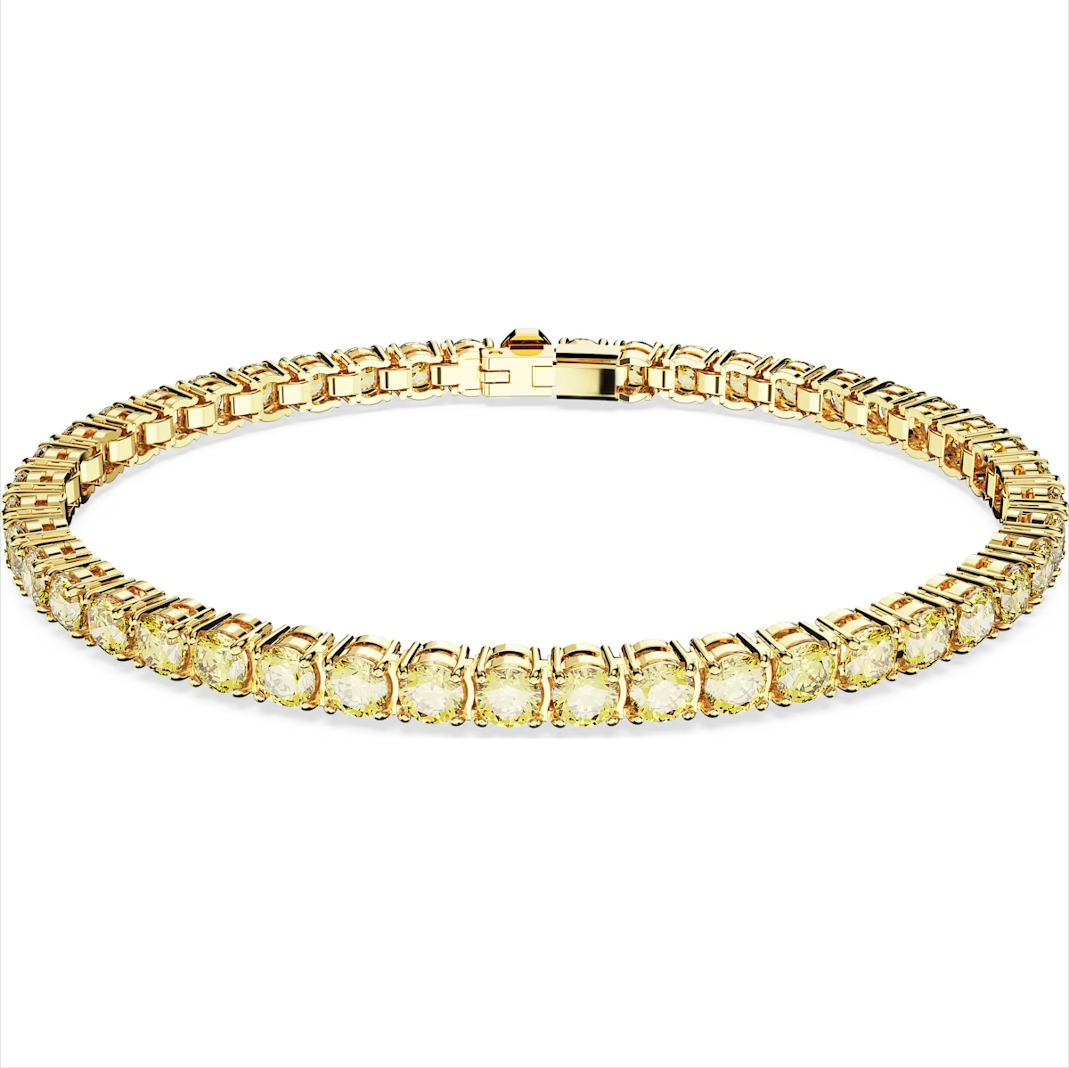 Swarovski Matrix Yellow Gold Tone Plated Round Yellow Crystal Tennis Bracelet - Gold