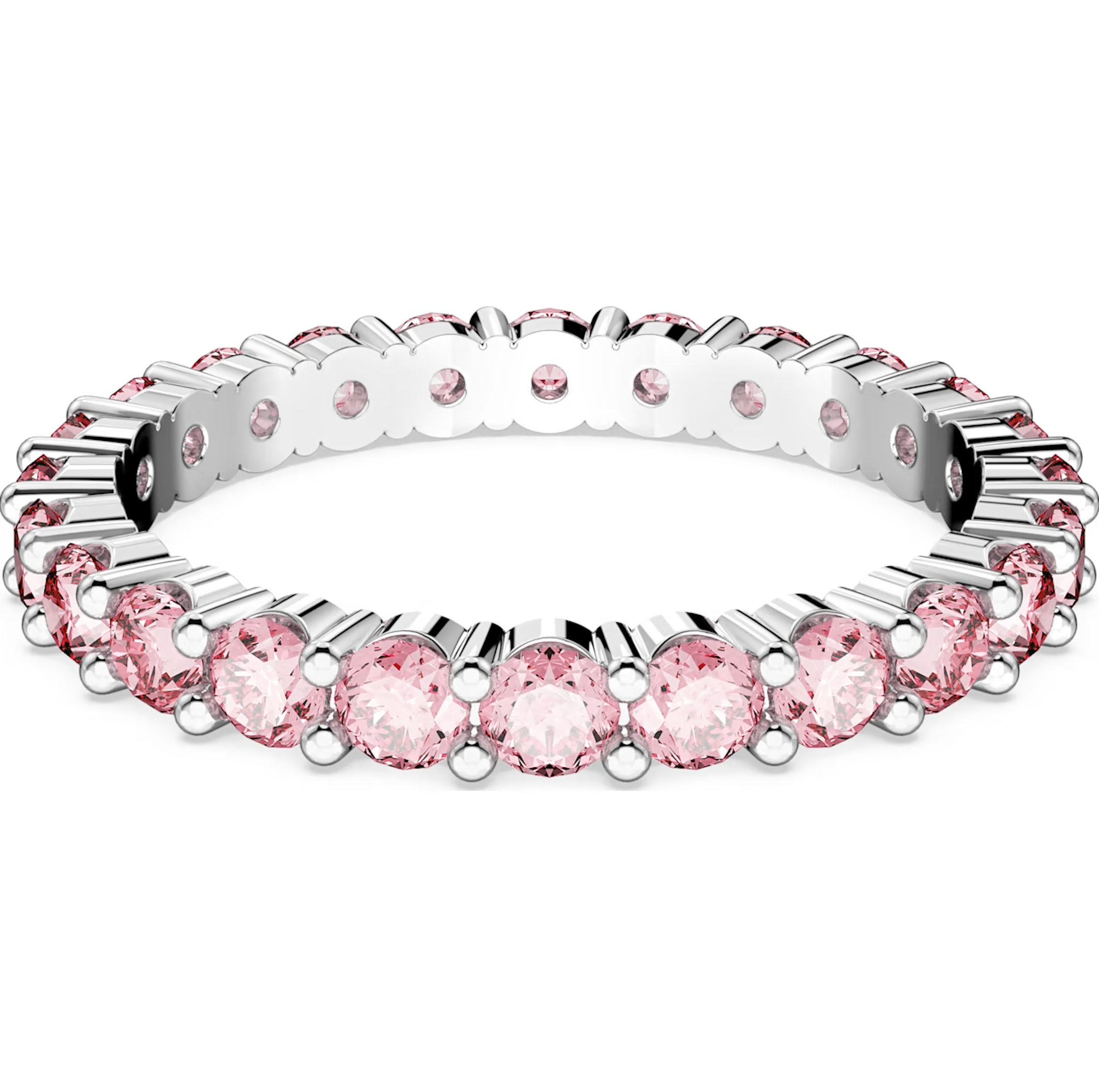 Swarovski Matrix Rhodium Plated Pink Crystal Ring 55 - Silver