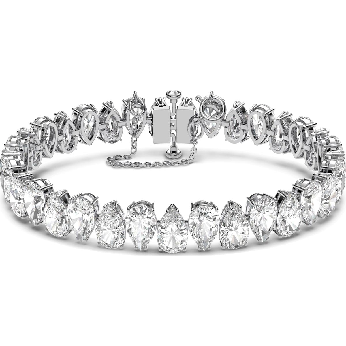 Swarovski Millenia Rhodium Plated White Crystal Pear Cut Bracelet - Silver