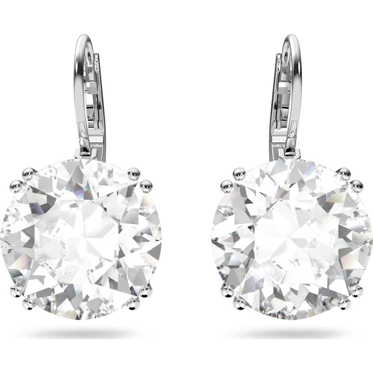 Swarovski Millenia Rhodium Plated White Crystal Round Drop Earrings - Silver