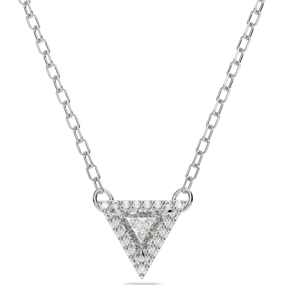 Swarovski Ortyx Rhodium Plated White Crystal Triangle Pendant - Silver