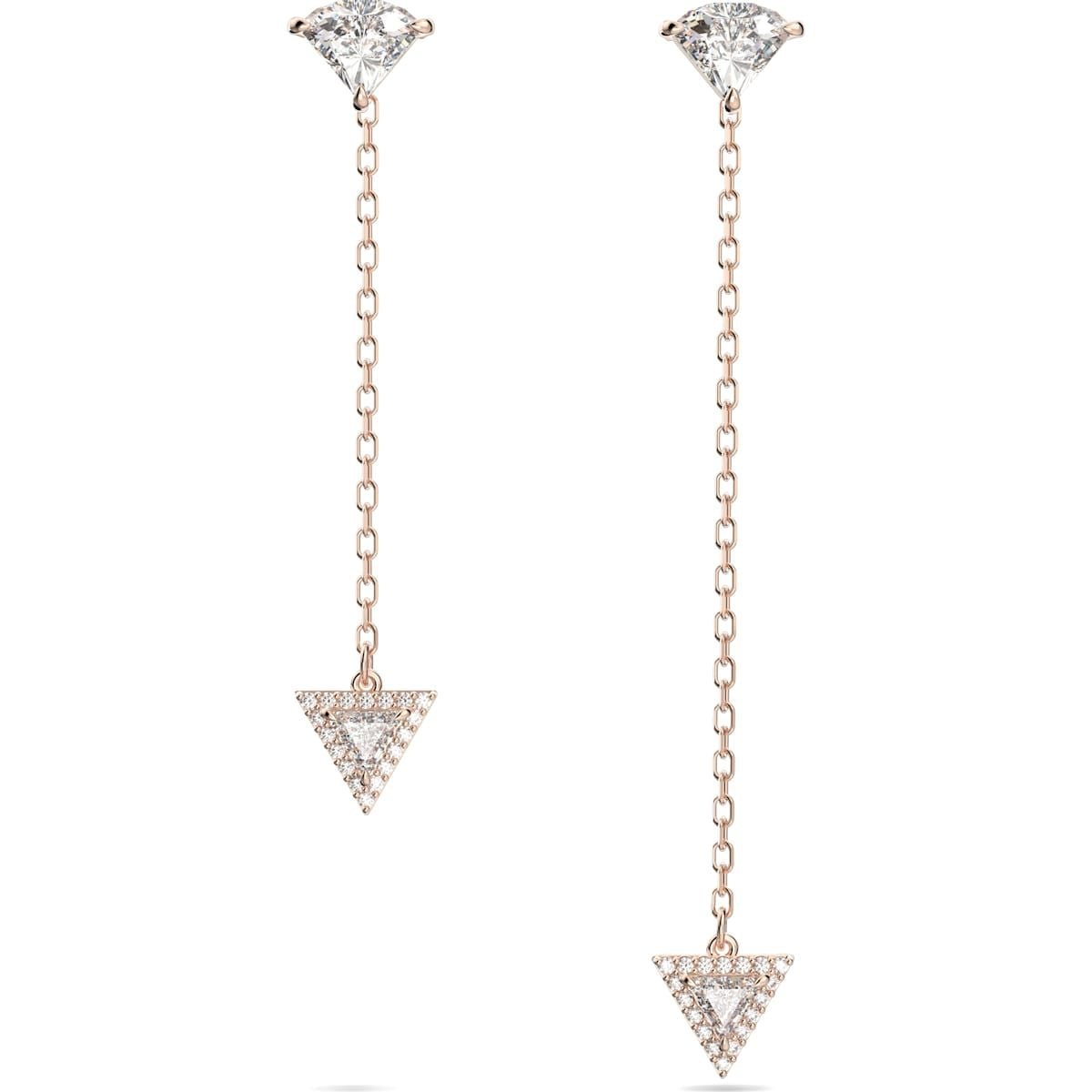 Swarovski Ortyx Rhodium Plated White Crystal Asymmetric Drop Earrings - Gold