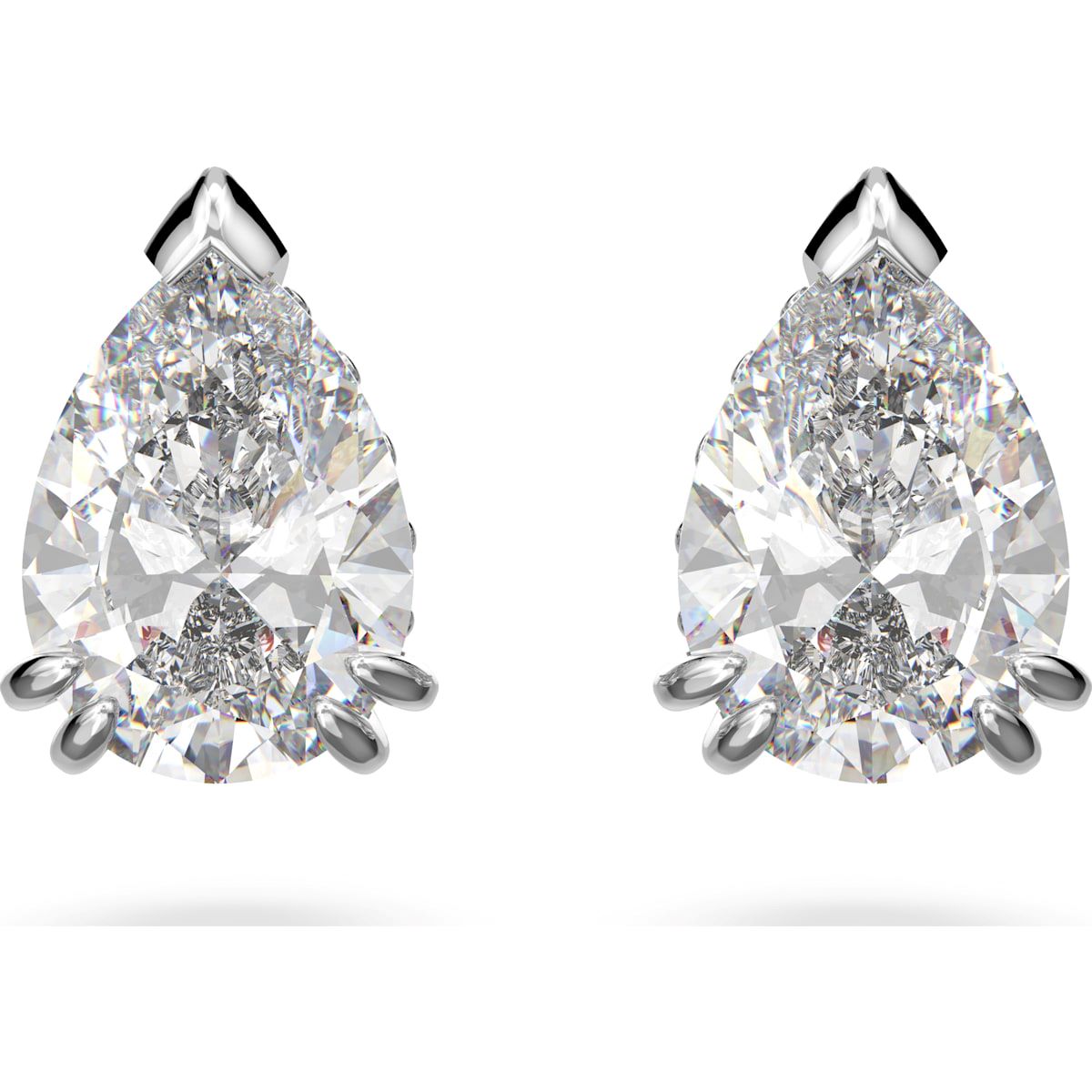 Swarovski Millenia Rhodium Plated White Crystal Pear Cut Earrings - Silver