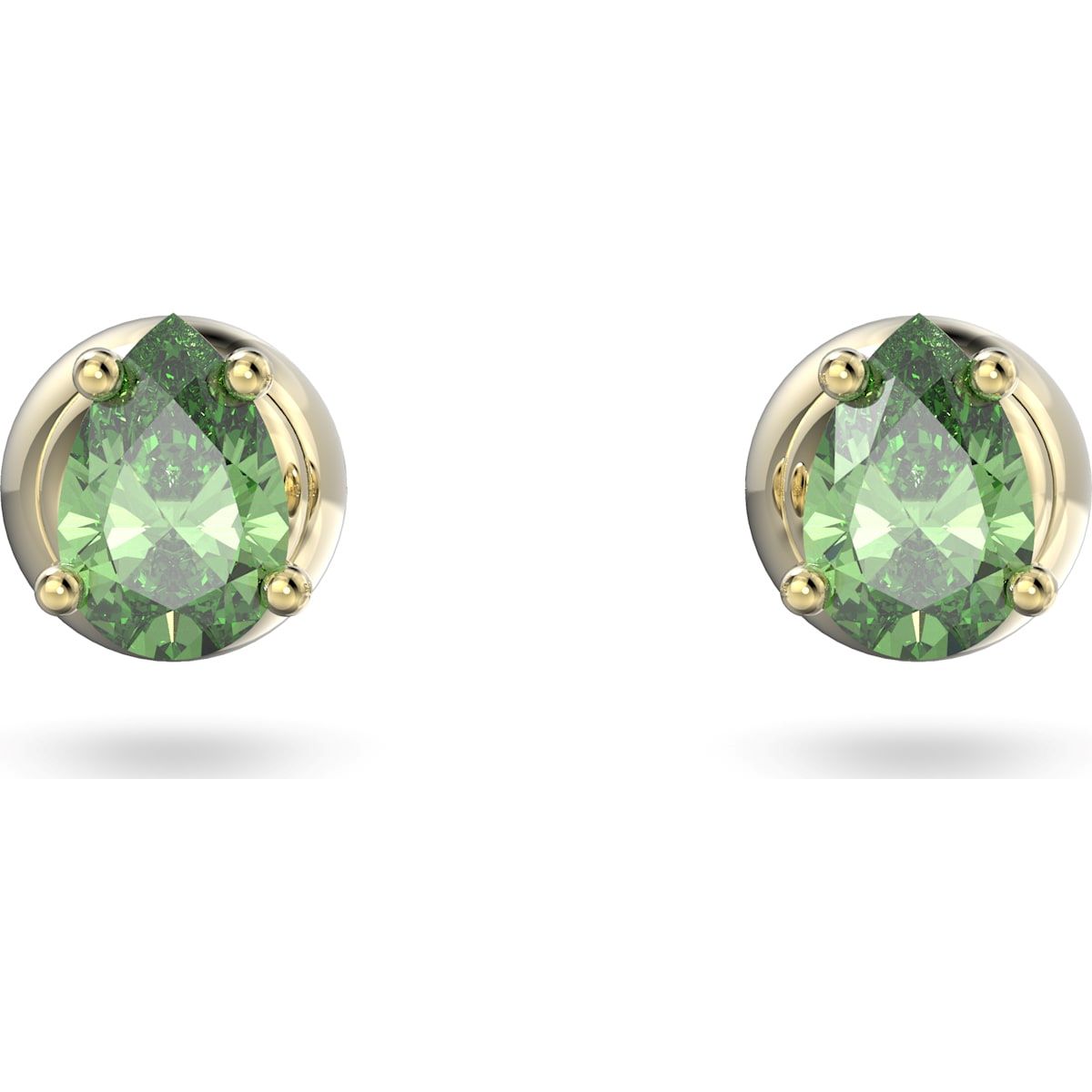 Swarovski Stilla Yellow Gold Tone Plated Green Crystal Stud Earrings - Gold