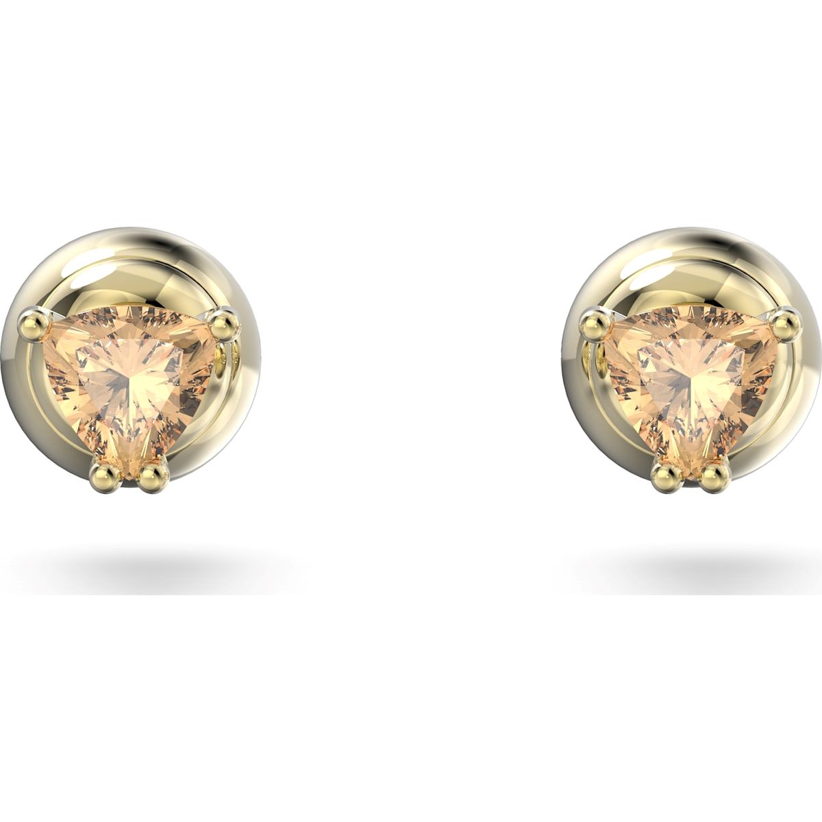 Swarovski Stilla Yellow Gold Tone Plated Orange Crystal Stud Earrings - Gold