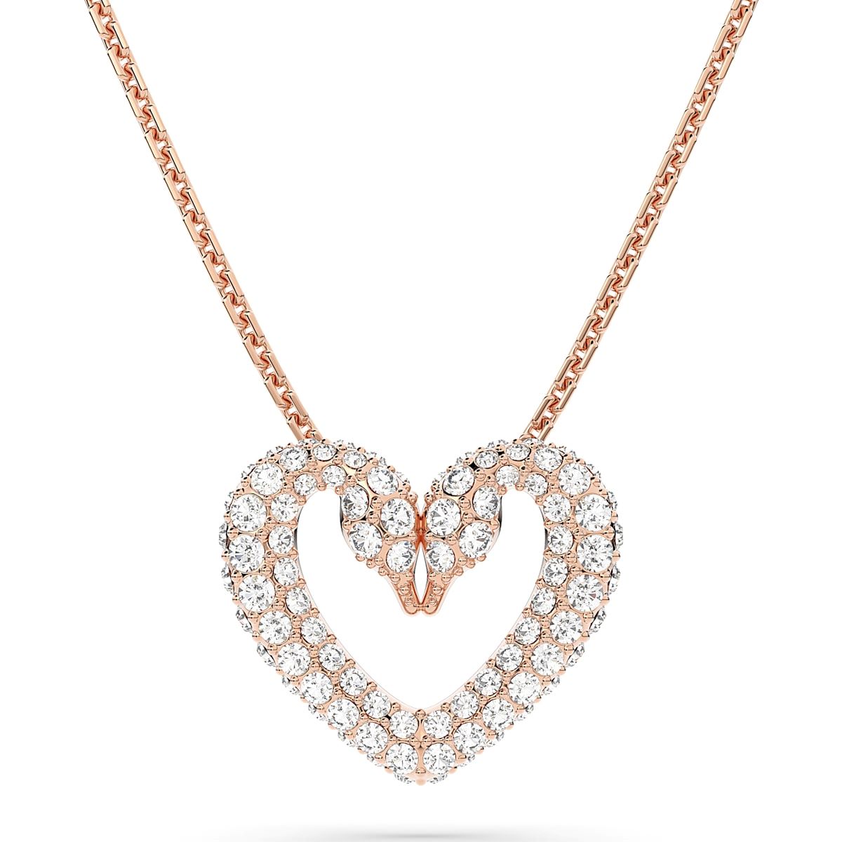 Swarovski Una Rose Gold Tone Plated White Crystal Heart Pendant - Gold