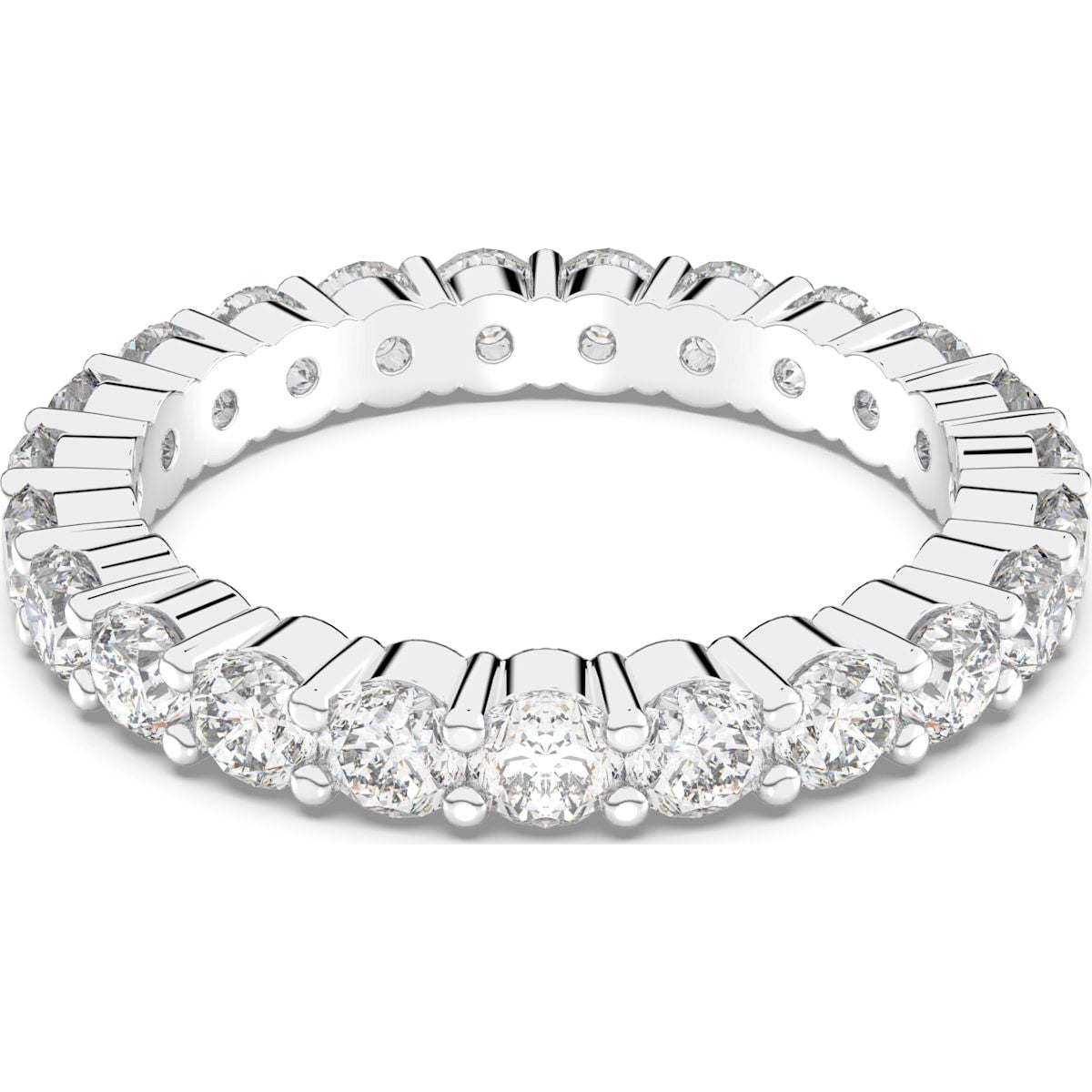 Swarovski Rhodium Plated White Crystal Round Cut XL Ring Size 48 - Silver
