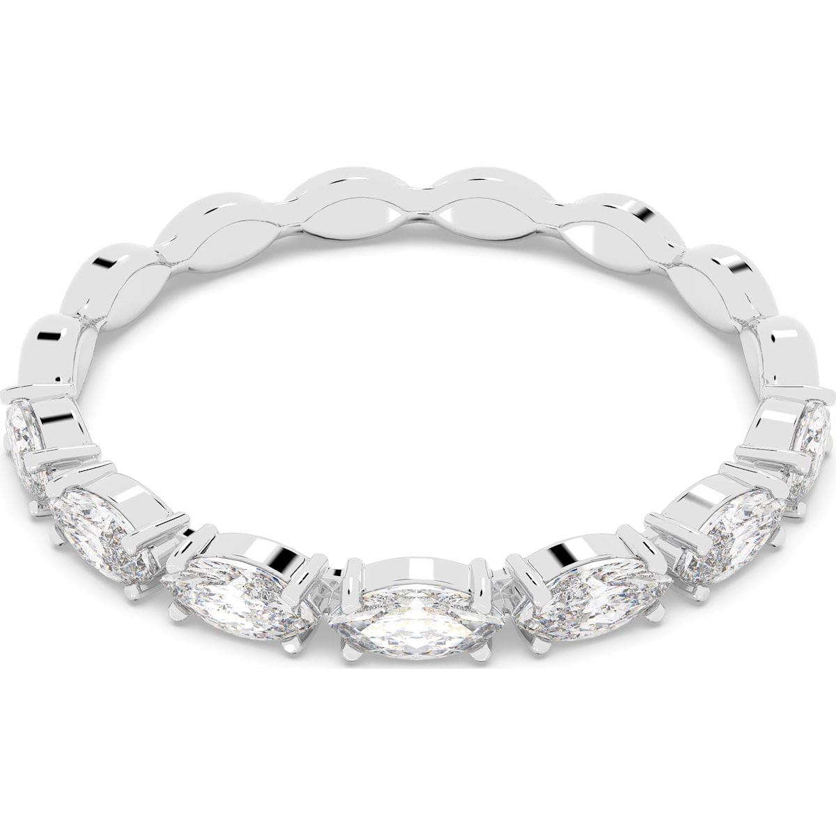 Swarovski Vittore Rhodium Plated White Crystal Marquise Cut Ring Size 50 - Silver