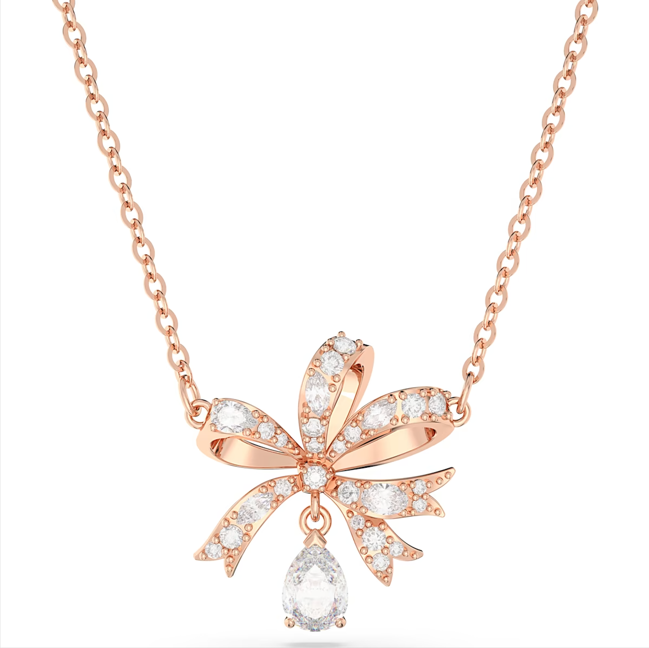 Swarovski Volta Rose Gold Tone Plated Large Octagon White Crystal Necklace - Gold