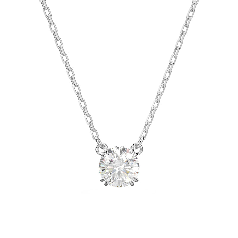 Swarovski Constella Rhodium Plated White Crystal Solitaire Pendant - Silver