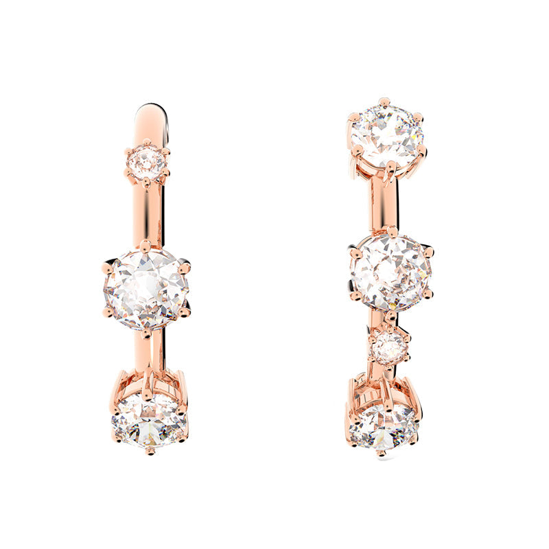 Swarovski Constella Rose Gold Tone Plated White Crystal Ear Cuff Earrings - Gold