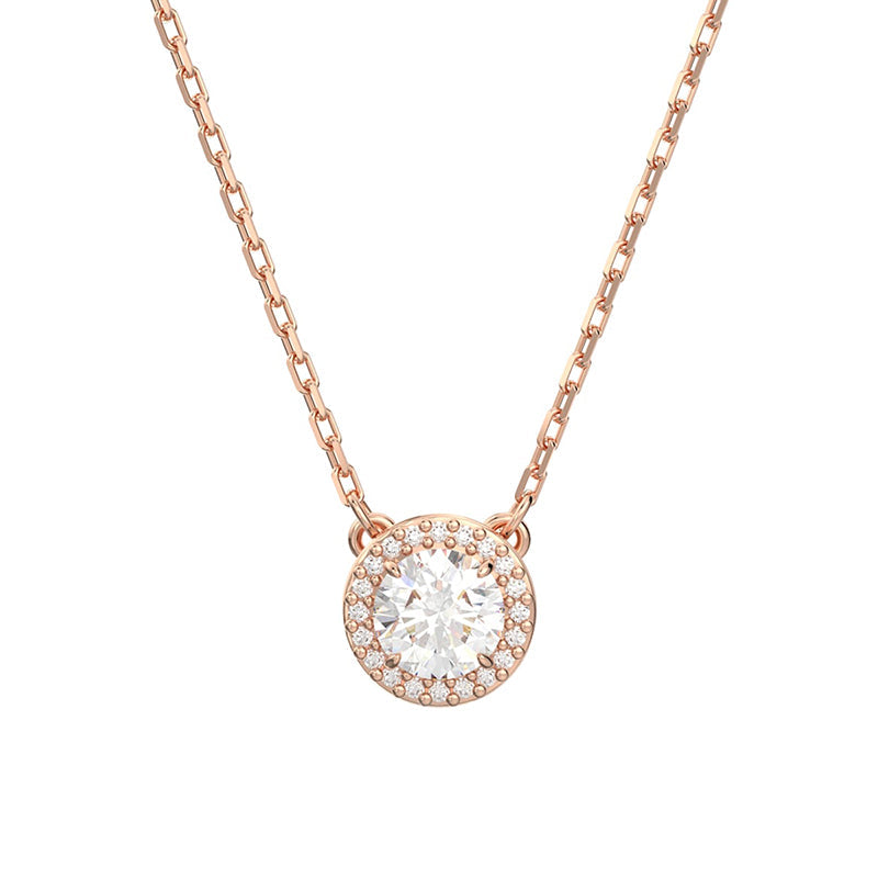 Swarovski Constella Rose Gold Tone Plated White Crystal Pave Pendant - Gold