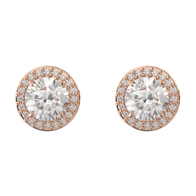 Swarovski Constella Rose Gold Tone Plated White Crystal Pave Stud Earrings - Gold