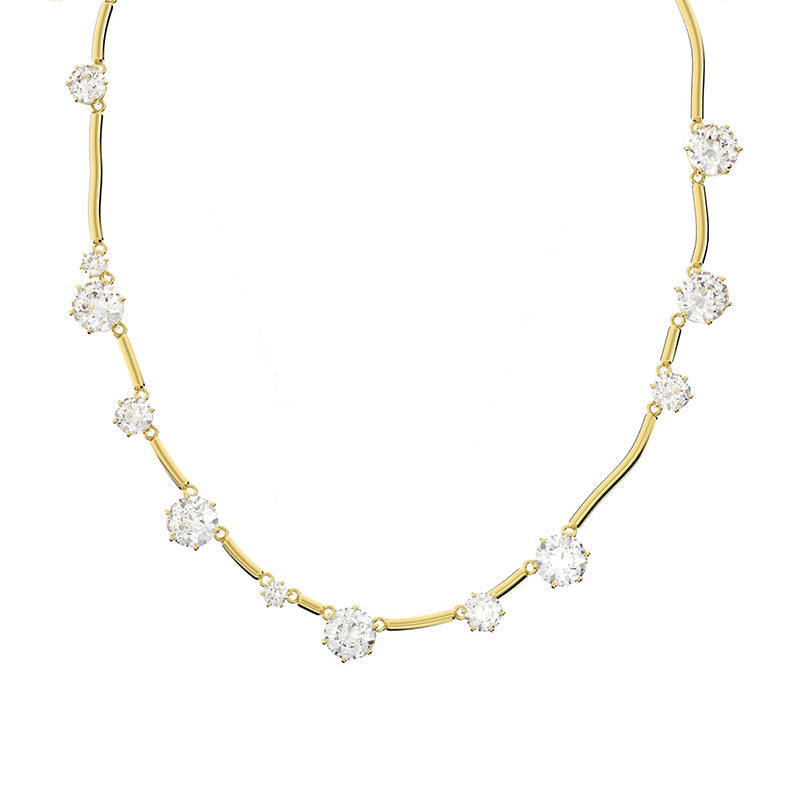 Swarovski Constella Rose Gold Tone Plated White Crystal Necklace - Gold