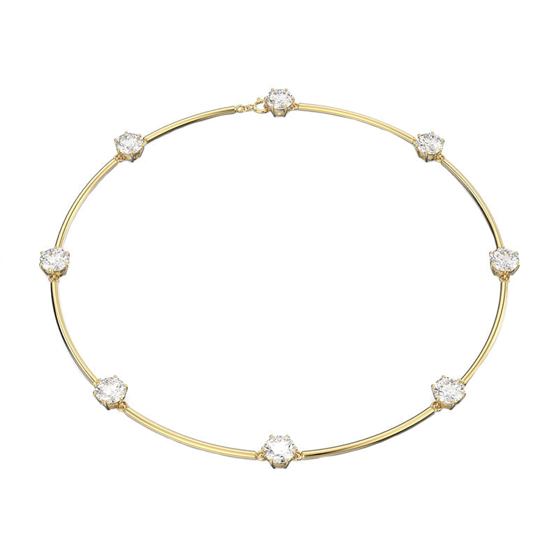 Swarovski Constella Rose Gold Tone Plated White Crystal Necklace L - Gold