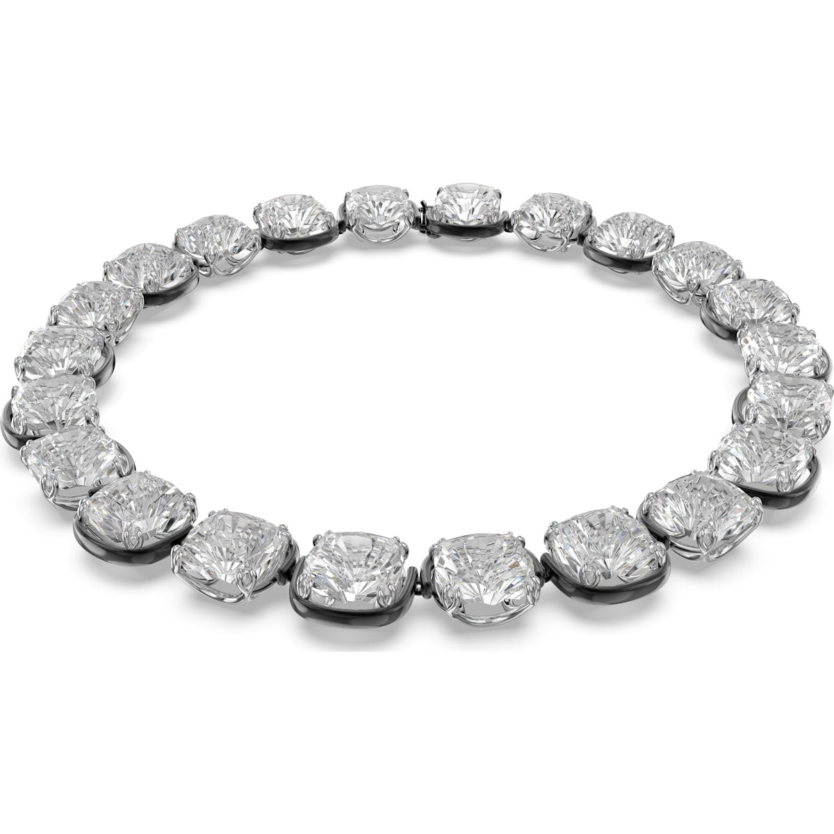 Swarovski Harmonia Mixed Metals White Cushion Cut Floating Crystals Choker Necklace - Medium