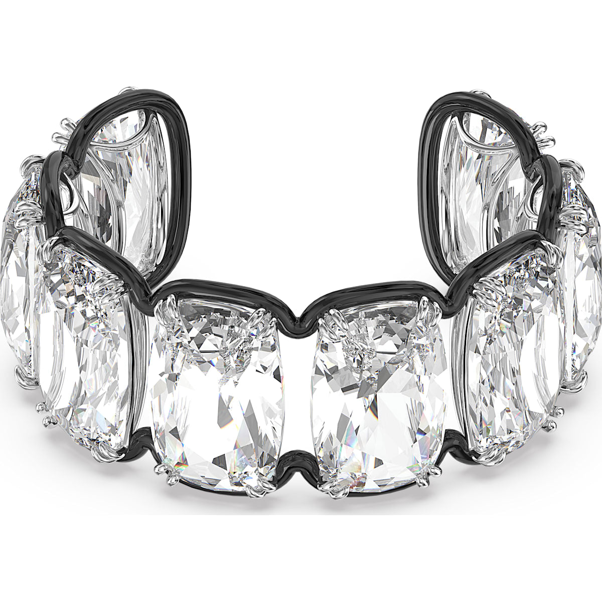 Swarovski Harmonia Mixed Metals White Oversized Floating Crystals Cuff Bangle - Medium