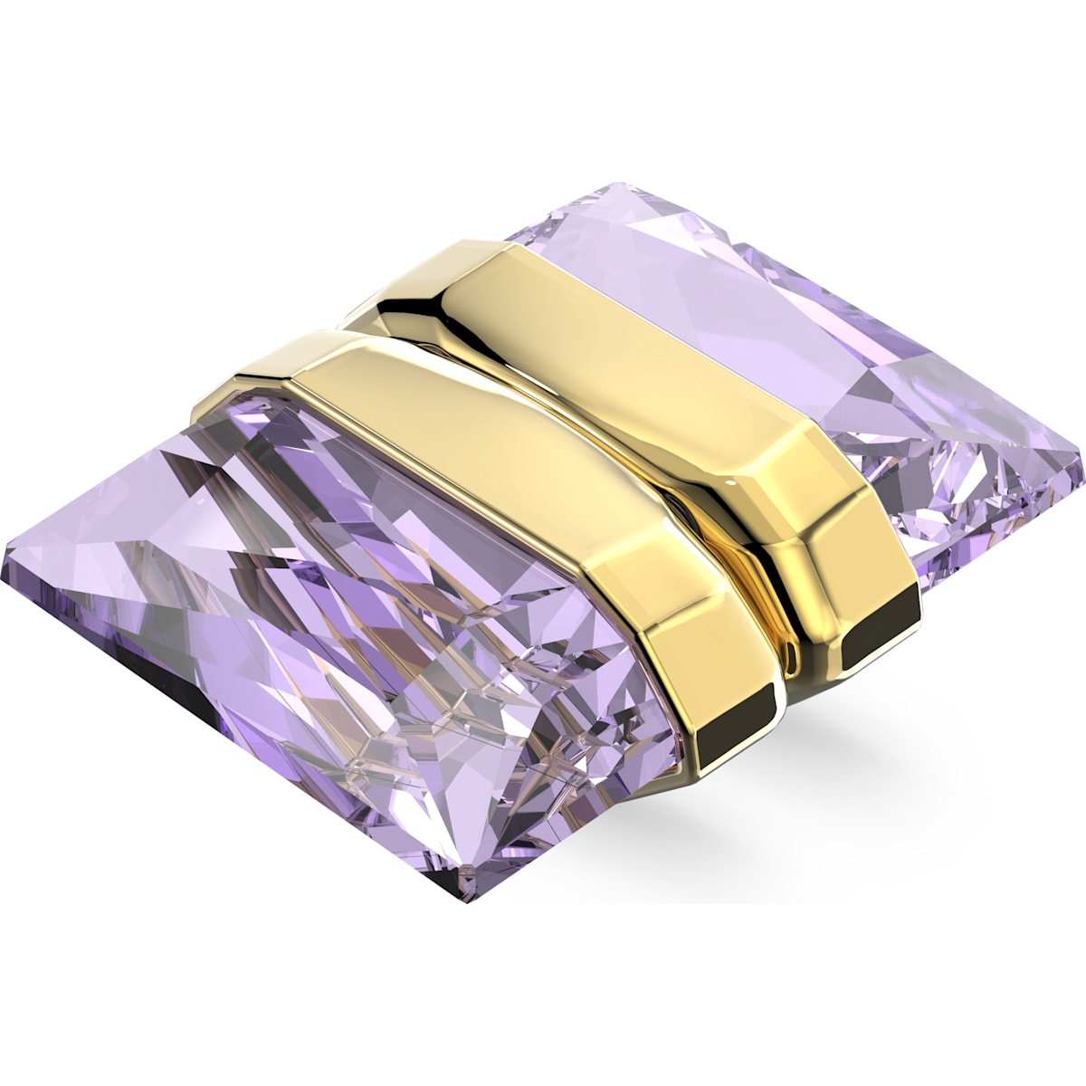 Swarovski Lucent Gold Tone Plated Purple Crystal Magnetic Single Ear Cuff Earring D - Silver