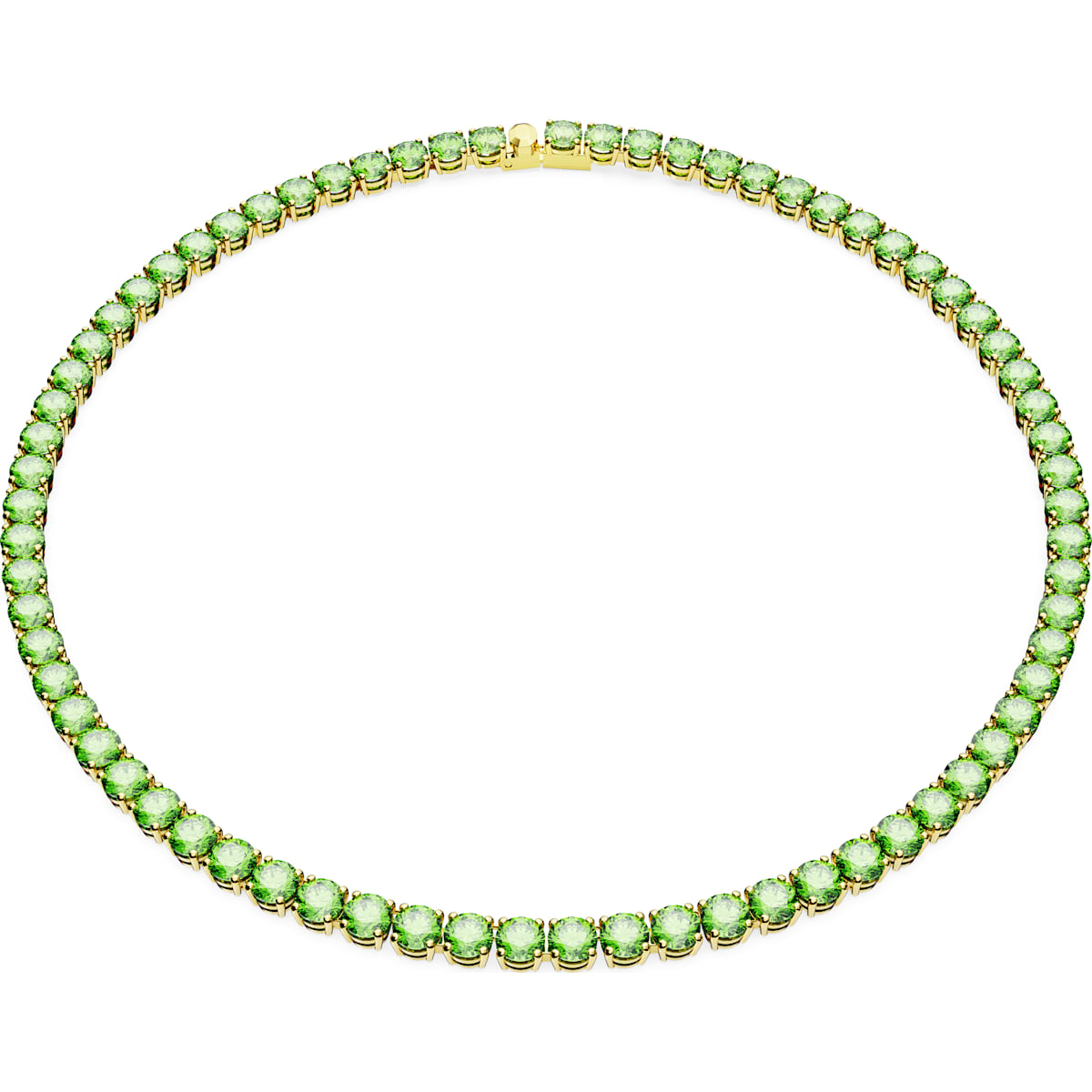 Swarovski Matrix Gold Tone Plated Green Crystal Tennis Necklace