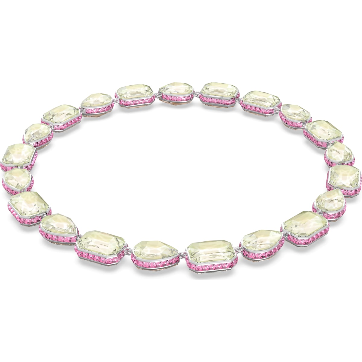 Swarovski Orbita Rhodium Plated Multicoloured Crystal Mixed Cuts Magnetic Necklace - Silver