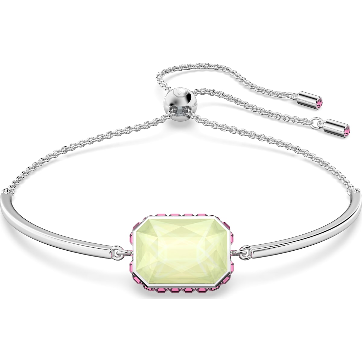 Swarovski Orbita Rhodium Plated Multicoloured Crystal Octagon Cut Adjustable Bracelet - Silver