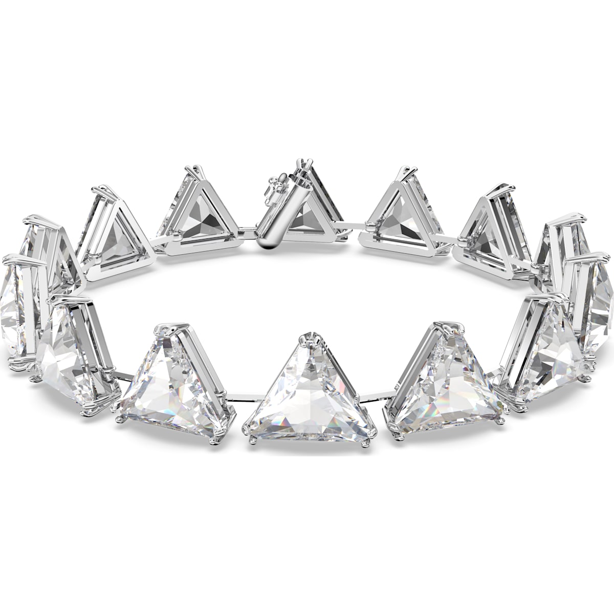 Swarovski Ortyx Rhodium Plated White Crystal Triangle Cut Bracelet - Medium