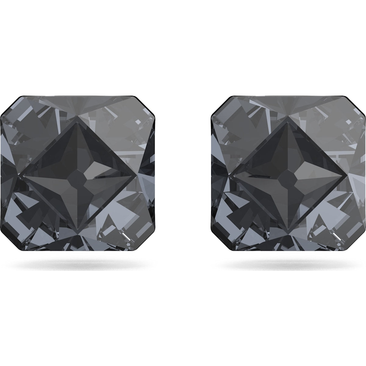 Swarovski Ortyx Ruthenium Plated Grey Crystal Pyramid Cut Stud Earrings - Silver