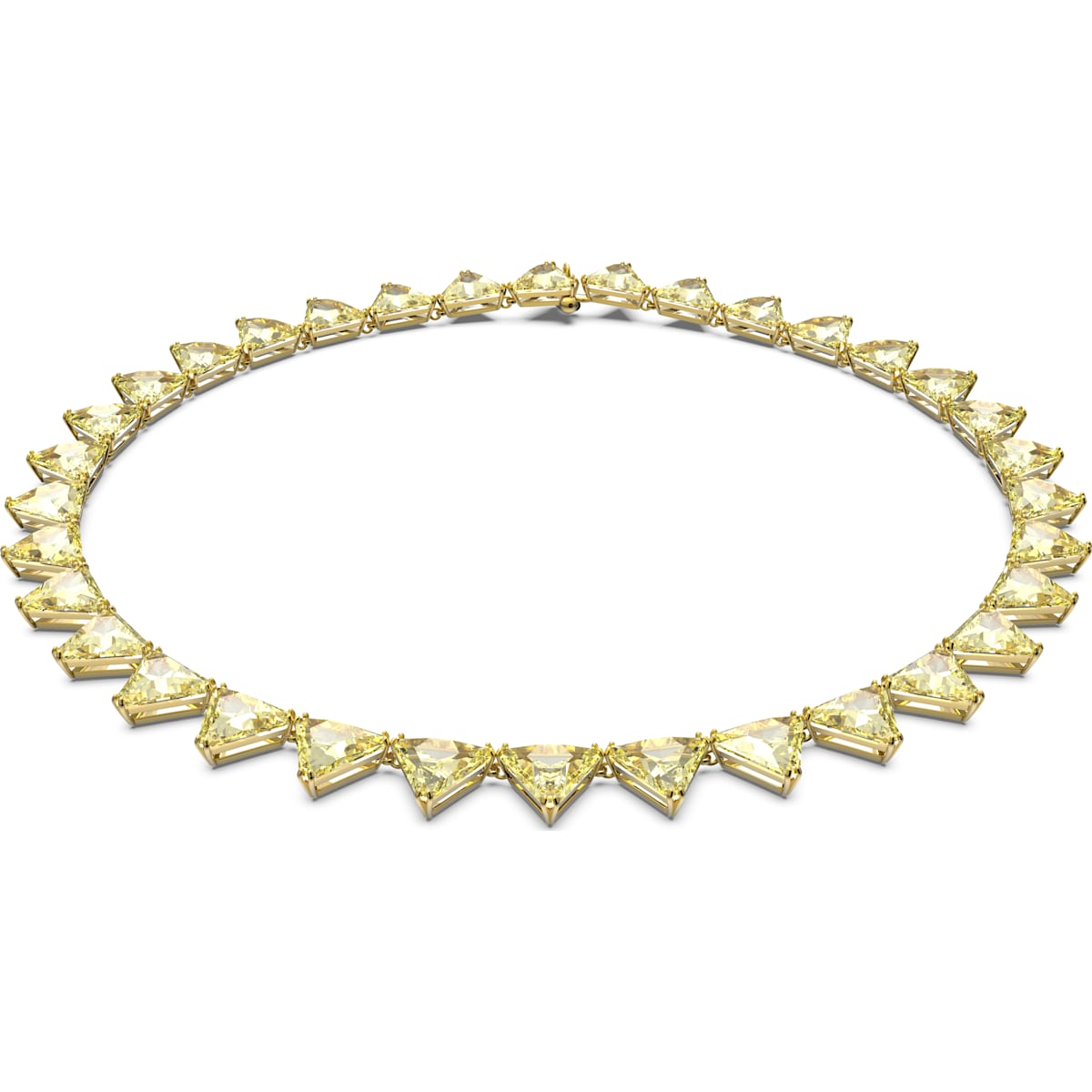 Swarovski Ortyx Yellow Gold Tone Plated White Crystal Triangle Cut Necklace D - Silver