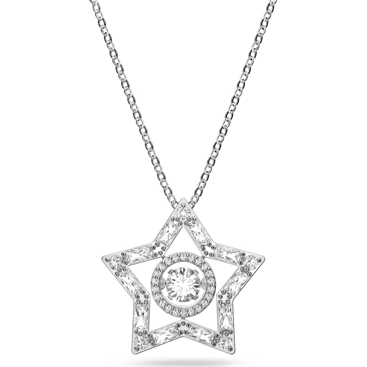 Swarovski Stella Rhodium Plated White Crystal Star Pendant - Silver