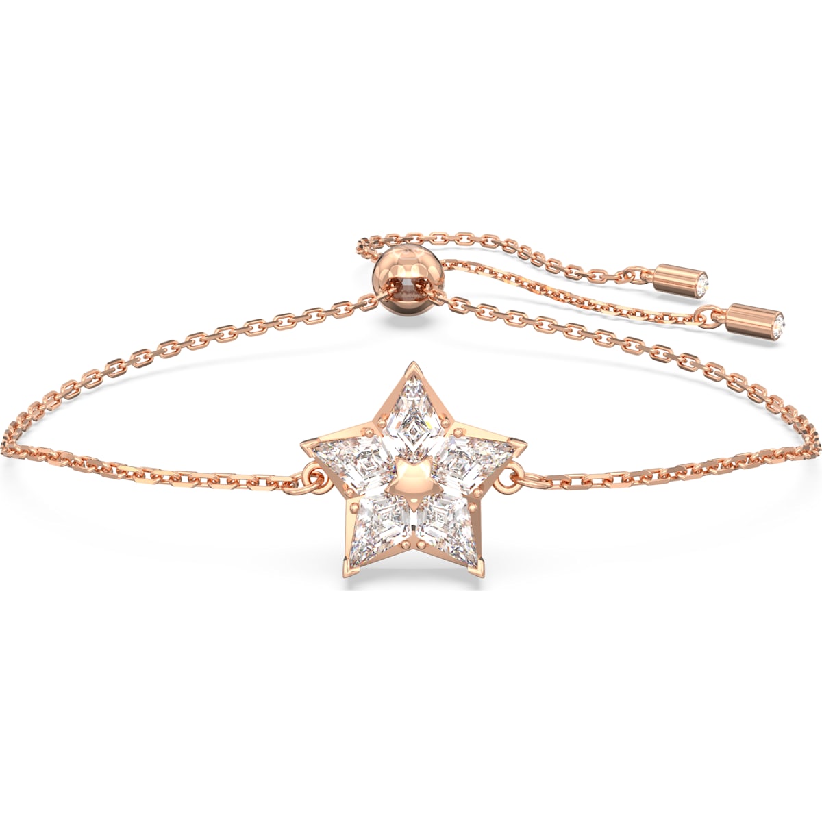 Swarovski Stella Rose Gold Tone Plated White Crystal Kite Cut Star Bracelet - Silver