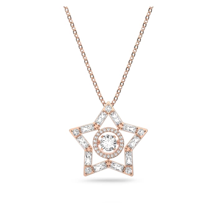 Swarovski Stella Rose Gold Tone Plated White Crystal Star Necklace